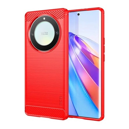Mofi Honor Magic5 Lite 5G MOFI szilikon telefonvédő ütésállóság, karbon minta, PIROS