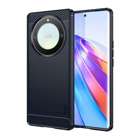 Mofi Honor Magic5 Lite 5G MOFI szilikon telefonvédő ütésállóság, karbon minta, SÖTÉTKÉK