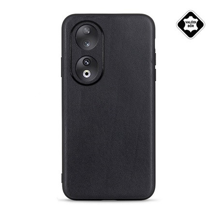 Gigapack Honor 90 5G Gigapack Szilikon telefonvédő valódi bőr hátlap FEKETE