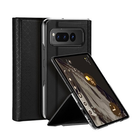 Dux Ducis Google Pixel Fold DUX DUCIS BRIL tok álló, bőr hatású ütésállóság, rombusz, FEKETE