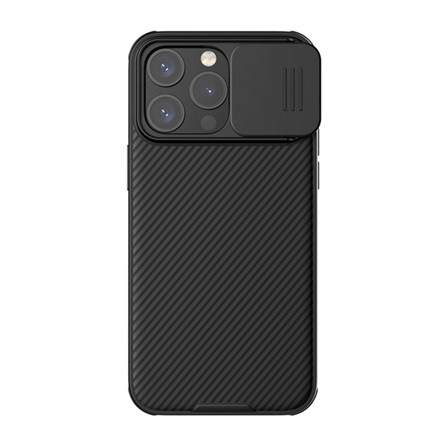 Nillkin iPhone 15 Pro NILLKIN CAMSHIELD PRO MAGNETIC műanyag telefonvédő ütésállóság, csíkos, FEKETE