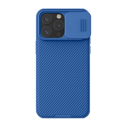 Nillkin iPhone 15 Pro NILLKIN CAMSHIELD PRO MAGNETIC műanyag telefonvédő ütésállóság, csíkos, SÖTÉTKÉK