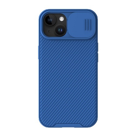 Nillkin iPhone 15 Plus NILLKIN CAMSHIELD PRO MAGNETIC műanyag telefonvédő ütésállóság, csíkos, SÖTÉTKÉK