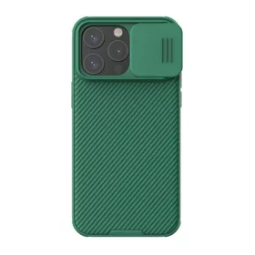   Nillkin iPhone 15 Pro NILLKIN CAMSHIELD PRO szilikon telefonvédő ütésállóság, csíkos, SÖTÉTZÖLD