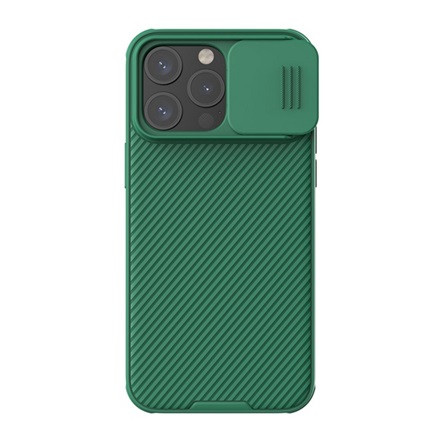 Nillkin iPhone 15 Pro NILLKIN CAMSHIELD PRO szilikon telefonvédő ütésállóság, csíkos, SÖTÉTZÖLD