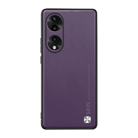 Gigapack Honor 90 5G Gigapack Szilikon telefonvédő bőr hatású hátlap, metál dekor, LILA