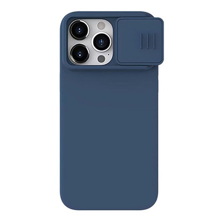 Nillkin iPhone 15 Pro Max NILLKIN CAMSHIELD SILKY szilikon telefonvédő matt, környezetbarát, SÖTÉTKÉK