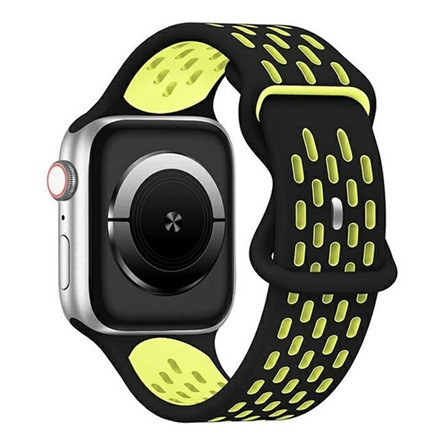 Gigapack Apple Watch Series 10 42mm Gigapack Pótszíj egyedi méret, légáteresztő, FEKETE/SÁRGA