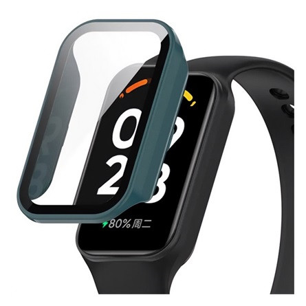 Gigapack Xiaomi Smart Band 8 Active Gigapack Műanyag keret ütésállóság + kijelzővédő üveg SÖTÉTZÖLD