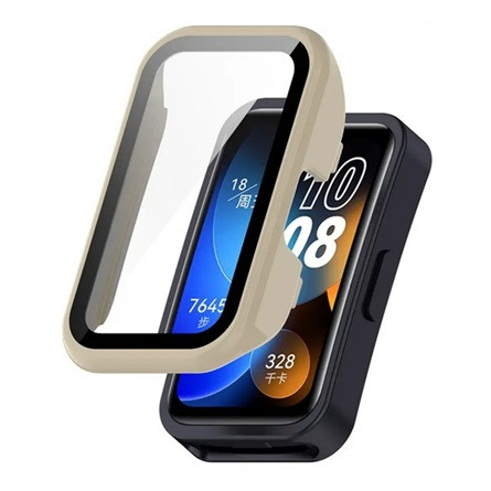 Gigapack Huawei Band 9 Gigapack Műanyag keret BUMPER, ütésállóság + kijelzővédő üveg, BÉZS