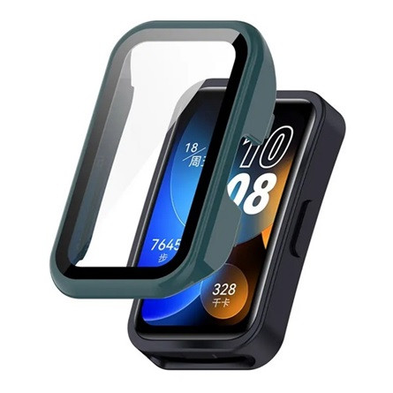 Gigapack Huawei Band 9 Gigapack Műanyag keret BUMPER, ütésállóság + kijelzővédő üveg, SÖTÉTZÖLD
