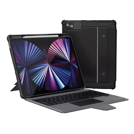 Nillkin IPAD Pro 12.9 (2018) NILLKIN BUMPER COMBO BACKLIT billentyűzetes defender tok QWERTY, ceruza tartó, FEKETE