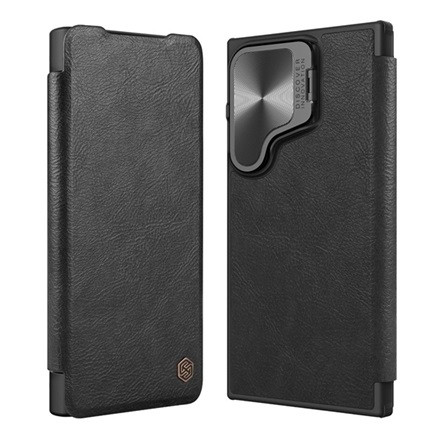 Nillkin Samsung S24 Ultra 5G NILLKIN QIN PROP tok álló, bőr hatású FLIP, kitámasztó, FEKETE