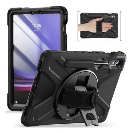 Gigapack Samsung Tab S9 FE WIFI Gigapack Defender műanyag telefonvédő ütésállóság, vállpánt, FEKETE