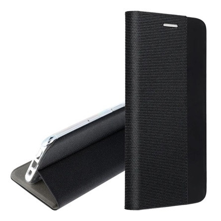 Gigapack Xiaomi Poco X6 5G Gigapack Tok álló, bőr hatású FLIP, textil minta, FEKETE