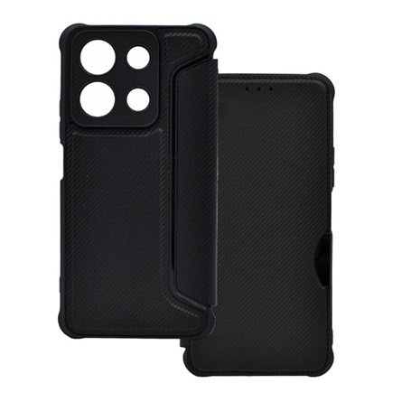 Gigapack Redmi Note 13 4G Gigapack Tok álló, bőr hatású FLIP, karbon minta, FEKETE