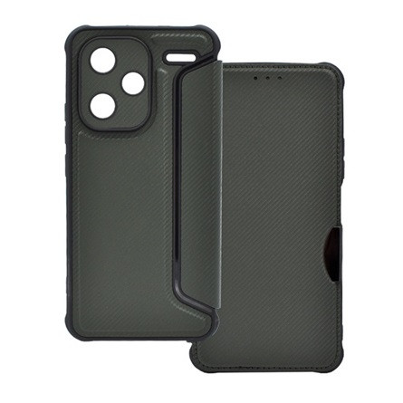 Gigapack Redmi Note 13 Pro Plus 5G Gigapack Tok álló, bőr hatású FLIP, karbon minta, SÖTÉTZÖLD