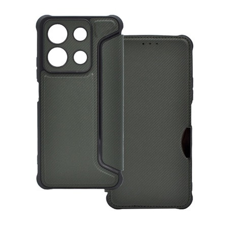 Gigapack Redmi Note 13 4G Gigapack Tok álló, bőr hatású FLIP, karbon minta, SÖTÉTZÖLD