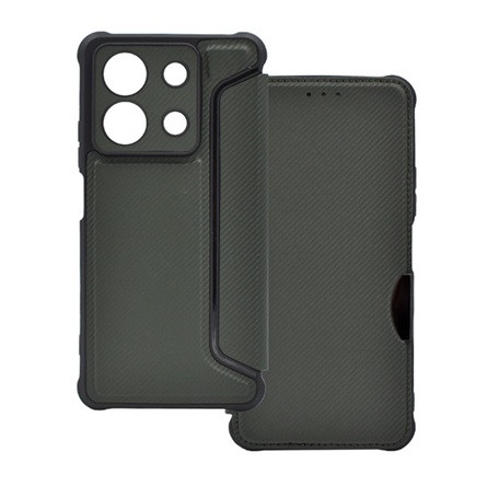 Gigapack Redmi Note 13 5G Gigapack Tok álló, bőr hatású FLIP, karbon minta, SÖTÉTZÖLD