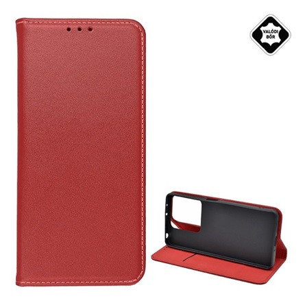 Gigapack Redmi Note 13 5G Gigapack Tok álló, valódi bőr FLIP, asztali tartó, BORDÓ