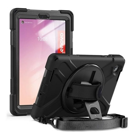 Gigapack Lenovo Tab M8 Gen4 Gigapack Defender műanyag telefonvédő ütésállóság, vállpánt, FEKETE