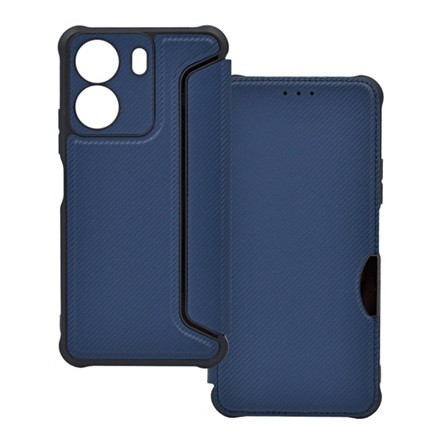 Gigapack Xiaomi Poco C65 4G Gigapack Tok álló, bőr hatású FLIP, karbon minta, SÖTÉTKÉK