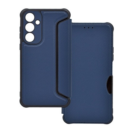 Gigapack Samsung A35 5G Gigapack Tok álló, bőr hatású FLIP, karbon minta, SÖTÉTKÉK