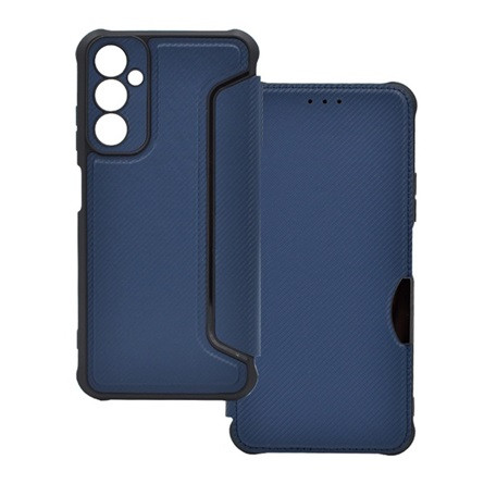 Gigapack Samsung A05s 4G Gigapack Tok álló, bőr hatású FLIP, karbon minta, SÖTÉTKÉK