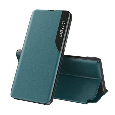 Gigapack Xiaomi Poco C65 4G Gigapack Tok álló, ECO bőr hatású aktív FLIP, ablakos, SÖTÉTZÖLD