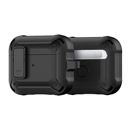 DUX DUCIS PECO műanyag tok erős ütésállóság + karabíner FEKETE Apple AirPods 3