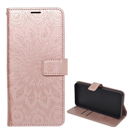 Gigapack Samsung A55 5G Gigapack Tok álló, bőr hatású FLIP, mandala, ROZÉARANY