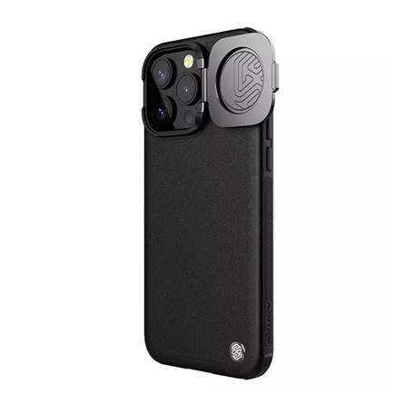 Nillkin iPhone 15 Pro NILLKIN CAMSHIELD PROP LEATHER műanyag telefonvédő ütésállóság, kitámasztó, FEKETE