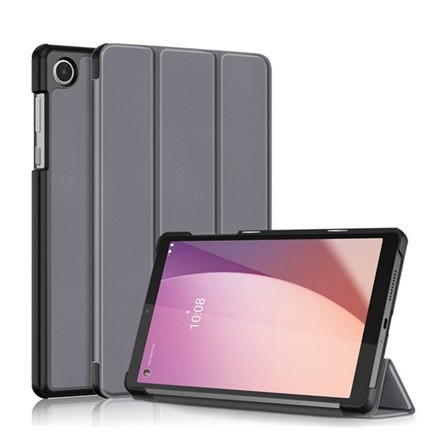 Gigapack Lenovo Tab M8 Gen4 Gigapack Tok álló, bőr hatású FLIP, asztali tartó, SÖTÉTSZÜRKE