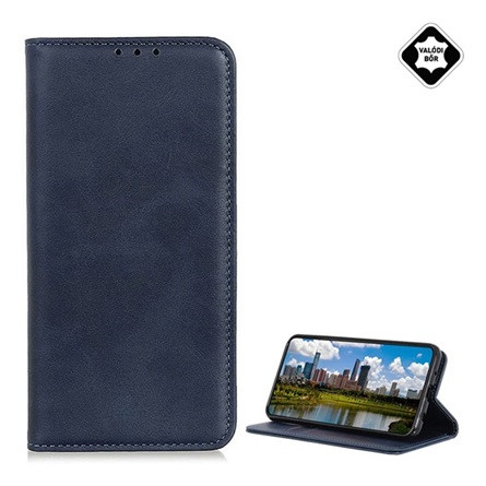 Gigapack Honor Magic6 Lite 5G Gigapack Tok álló, valódi bőr FLIP, prémium, SÖTÉTKÉK