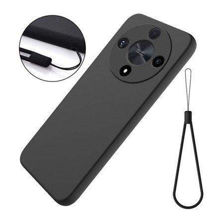 Gigapack Honor Magic6 Lite 5G Gigapack Szilikon telefonvédő matt, prémium + kézpánt, FEKETE