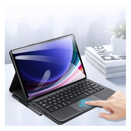 Dux Ducis Samsung Tab S9 FE LTE DUX DUCIS TK bluetooth billentyűzet + touch pad asztali tartó, ceruza tartó, FEKETE