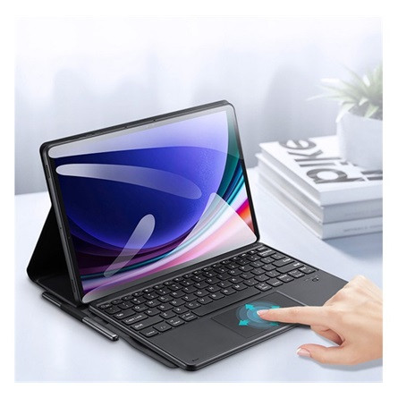 Dux Ducis Samsung Tab S9 FE Plus WIFI DUX DUCIS TK bluetooth billentyűzet + touch pad asztali tartó, ceruza tartó, FEKETE