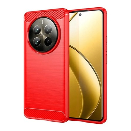Gigapack Realme 12 Pro Plus 5G Gigapack Szilikon telefonvédő ütésállóság, karbon minta, PIROS
