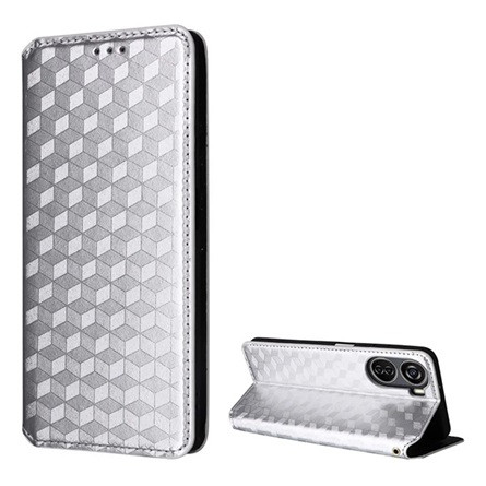 Gigapack ZTE Blade V40 Design Gigapack Tok álló, bőr hatású FLIP, prémium, EZÜST