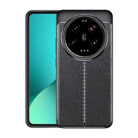 Gigapack Xiaomi 14 Ultra 5G Gigapack Szilikon telefonvédő ütésállóság, varrás minta, FEKETE