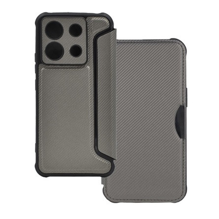 Gigapack Redmi Note 13 Pro 5G GIGAPACK Tok álló, bőr hatású FLIP, karbon minta, EZÜST