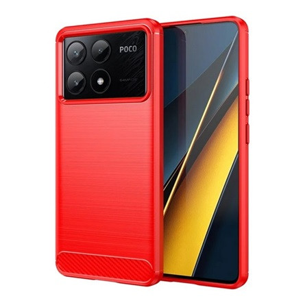 Gigapack Xiaomi Poco X6 Pro 5G Gigapack Szilikon telefonvédő ütésállóság, karbon minta, PIROS