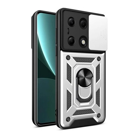 Gigapack Xiaomi Poco M6 Pro 4G Gigapack Defender szilikon telefonvédő ütésállóság, kameravédő, EZÜST