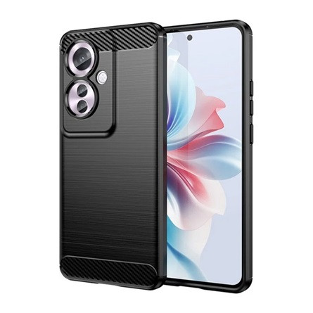 Gigapack Oppo Reno11 F 5G Gigapack Szilikon telefonvédő ütésállóság, karbon minta, FEKETE