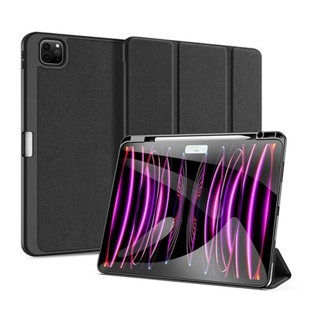 Dux Ducis IPAD Pro 13 (2024) DUX DUCIS DOMO tok álló, bőr hatású aktív FLIP, ceruza tartó, FEKETE