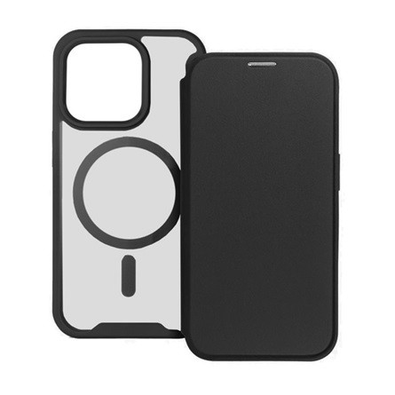 Gigapack iPhone 14 Plus Gigapack Tok álló, bőr hatású FLIP, MagSafe, FEKETE