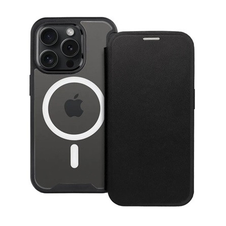 Gigapack iPhone 14 Pro Gigapack Tok álló, bőr hatású FLIP, MagSafe, FEKETE