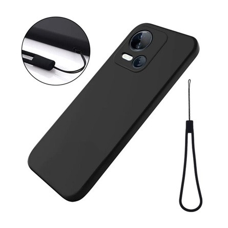 Gigapack Tecno Spark 10 5G Gigapack Szilikon telefonvédő matt, prémium + kézpánt, FEKETE