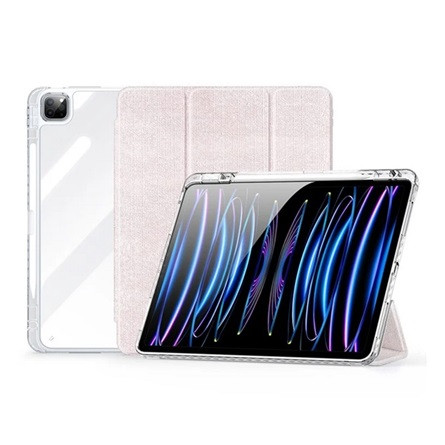 Dux Ducis IPAD Pro 13 (2024) DUX DUCIS UNID tok álló, textil hatású aktív FLIP, ceruza tartó, RÓZSASZÍN