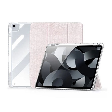 Dux Ducis IPAD Pro 12.9 (2022) DUX DUCIS UNID tok álló, textil hatású aktív FLIP, ceruza tartó, RÓZSASZÍN